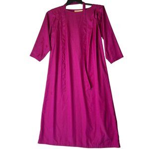 Vtg 80s Career Guild Women's 10 Midi Dress Pink Modest Tie Waist Business Casual